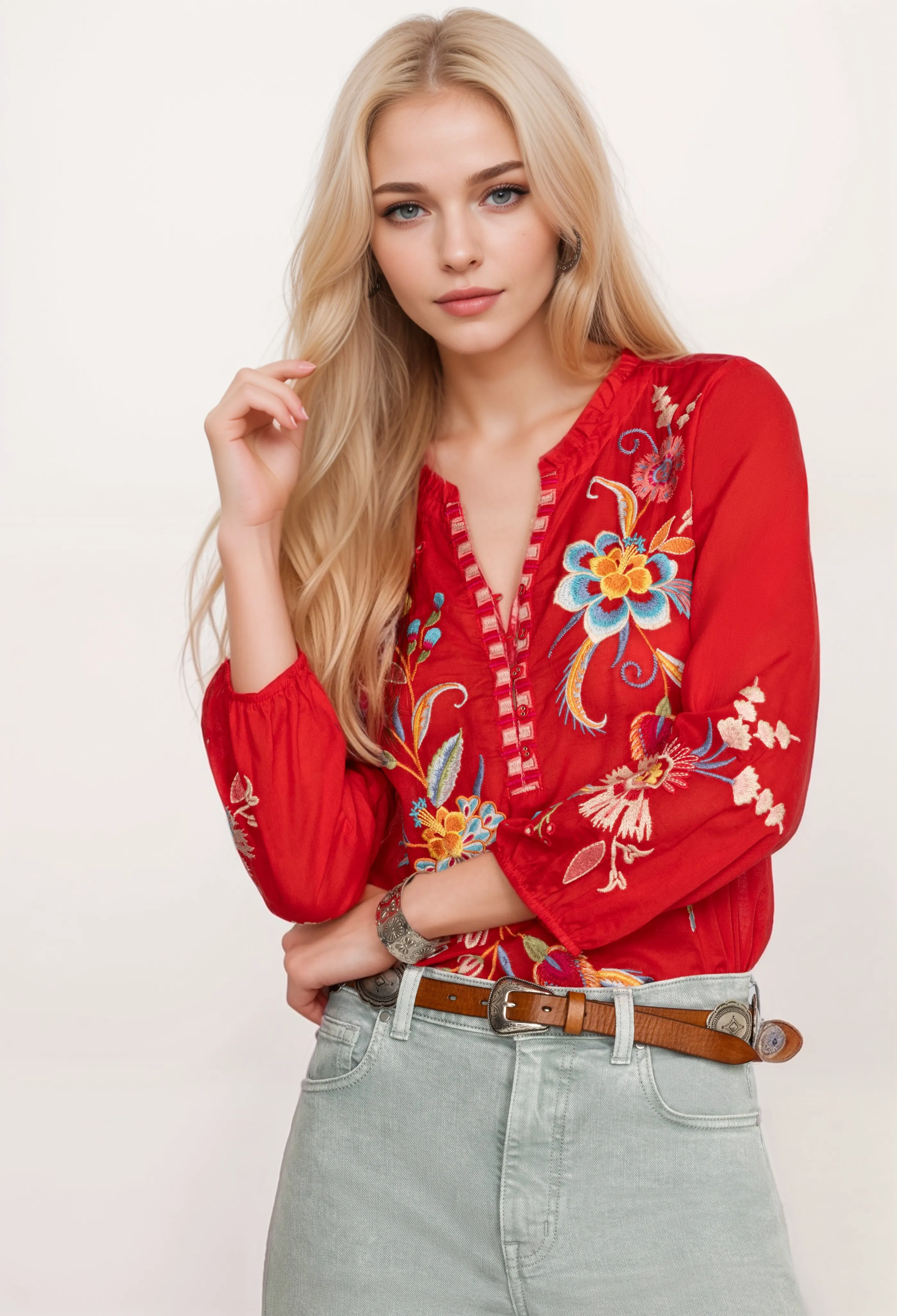 Johnny Was Workshop Joele Ruffle Field Blouse W18824 *