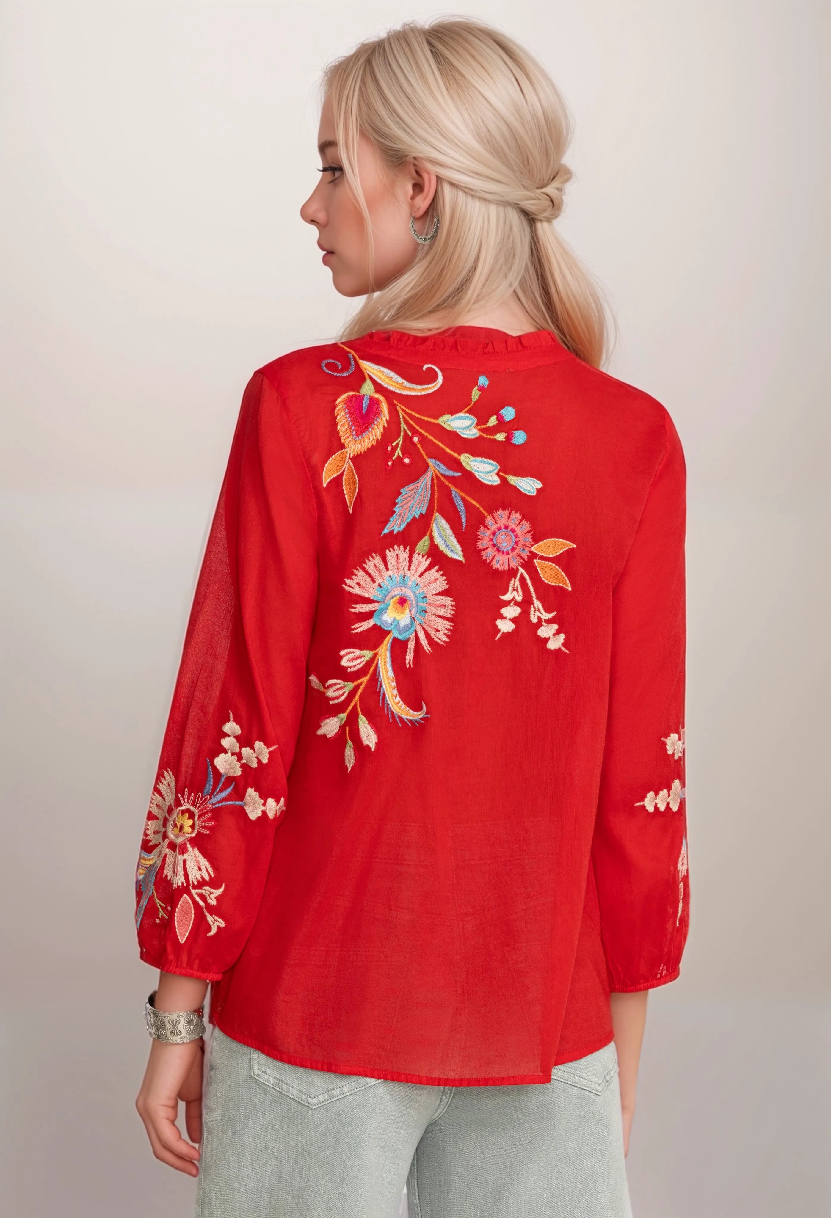 Johnny Was Workshop Joele Ruffle Field Blouse W18824 *
