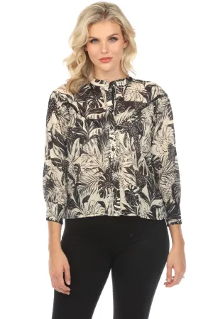 Johnny Was Workshop Raglan Yoke 3/4 Sleeve Blouse Boho Chic W11624