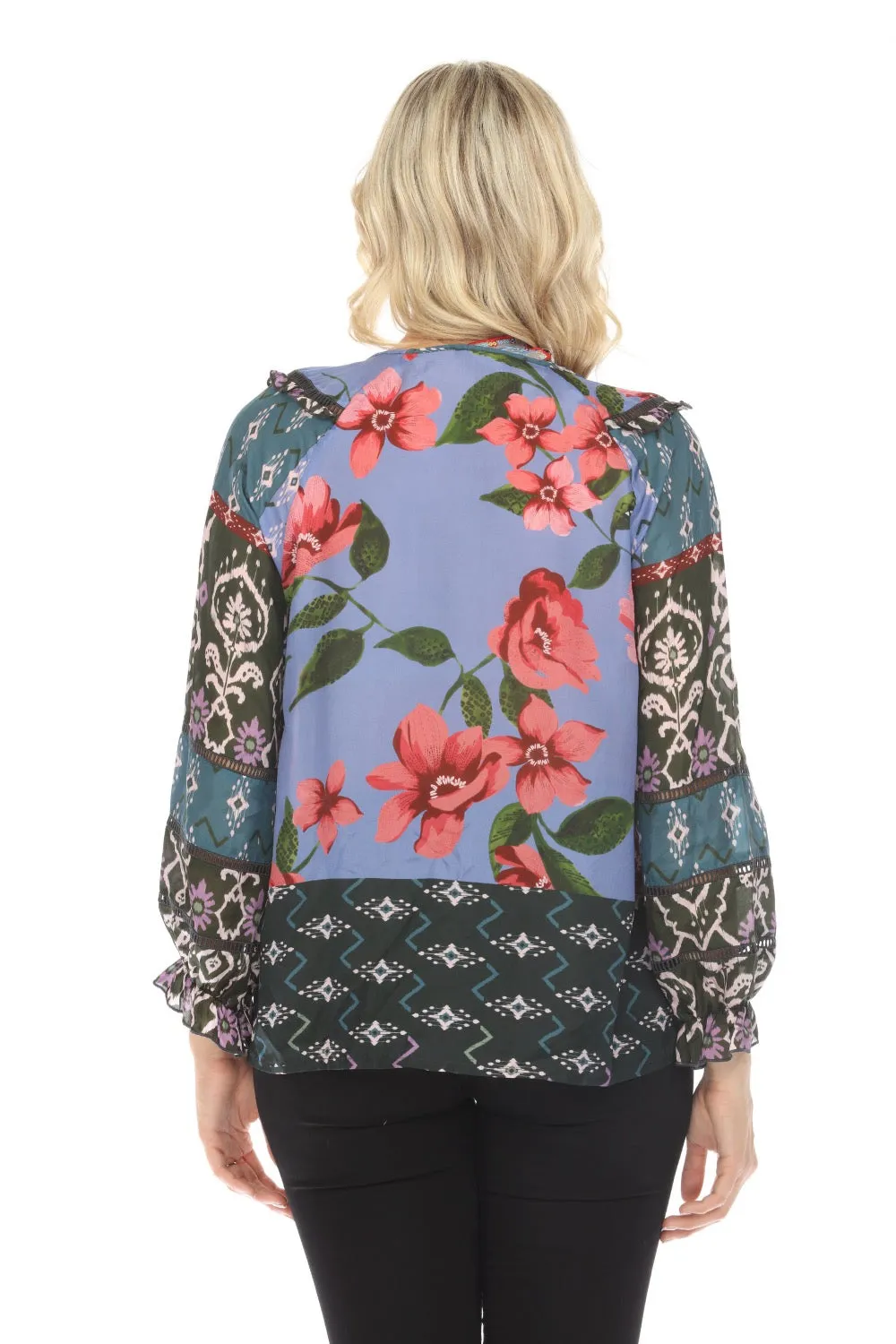 Johnny Was Zanda Vale Long Sleeve Silk Top C16523A Boho Chic