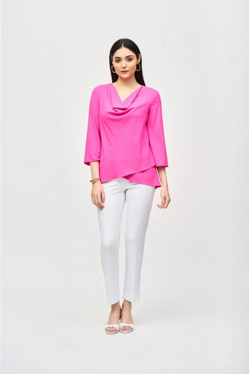 Joseph Ribkoff Cowl Neck Layered 3/4 Sleeve Lightweight Top 241309