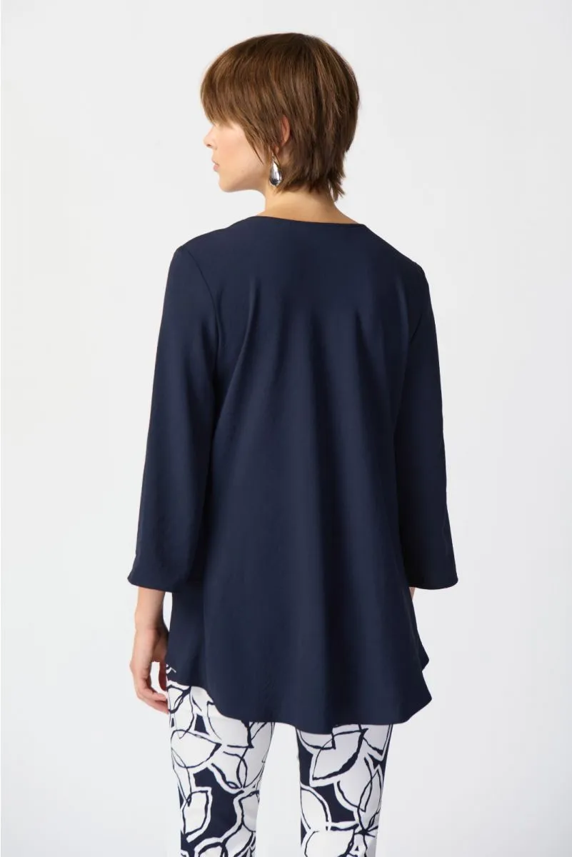 Joseph Ribkoff Cowl Neck Layered 3/4 Sleeve Lightweight Top 241309