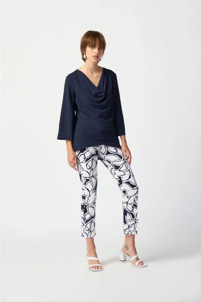 Joseph Ribkoff Cowl Neck Layered 3/4 Sleeve Lightweight Top 241309
