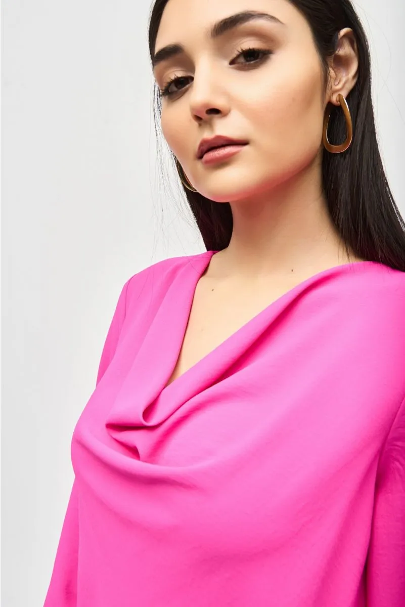 Joseph Ribkoff Cowl Neck Layered 3/4 Sleeve Lightweight Top 241309