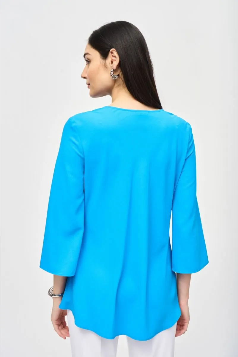 Joseph Ribkoff Cowl Neck Layered 3/4 Sleeve Lightweight Top 241309