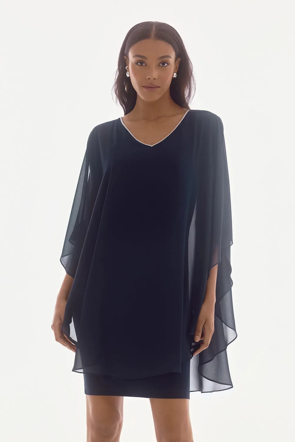 Joseph Ribkoff Signature | Chiffon and Silky Knit Layered Dress Jr251746