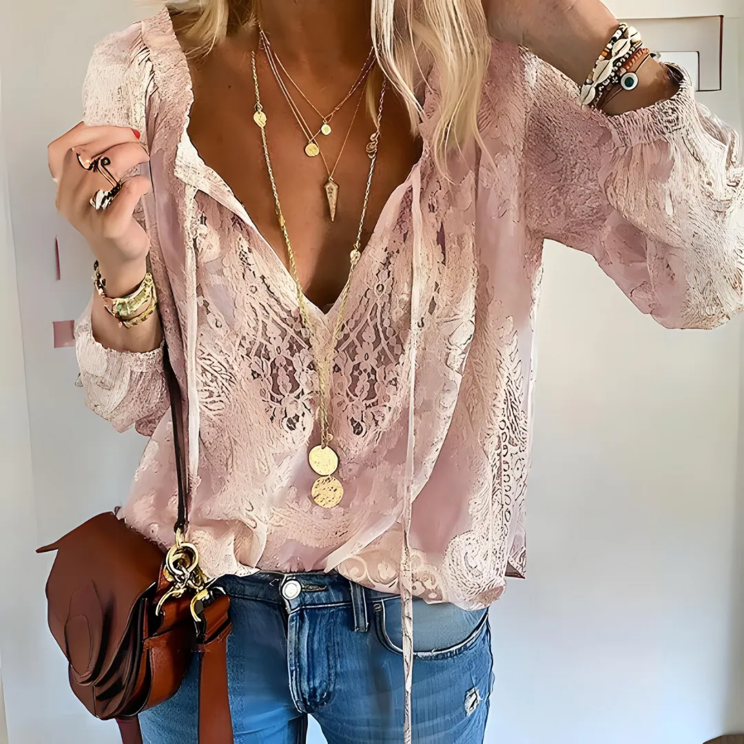 Jovita - Crocheted Women's Boho Blouse