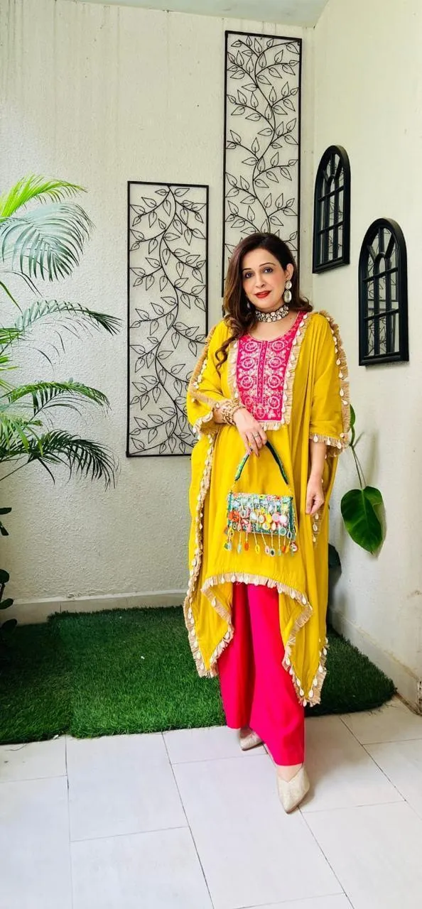 KAFTAN WITH PANT and SEQUENCES EMBROIDERY WORK