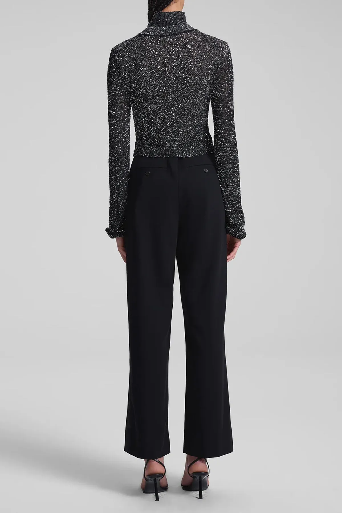 Kendall Sequin Embellished Top in Black/Silver
