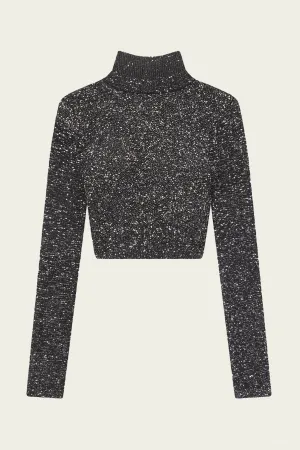 Kendall Sequin Embellished Top in Black/Silver