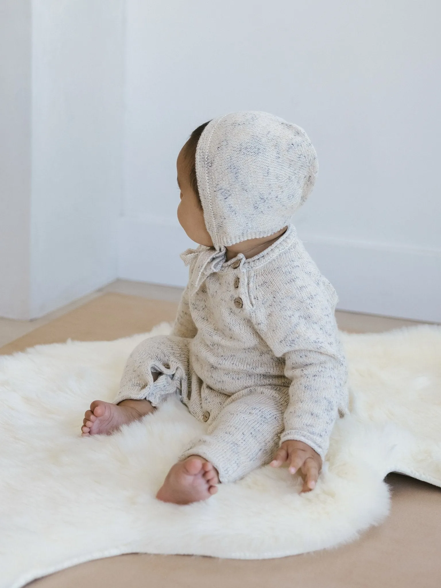 Knit Bonnet || Natural Speckled