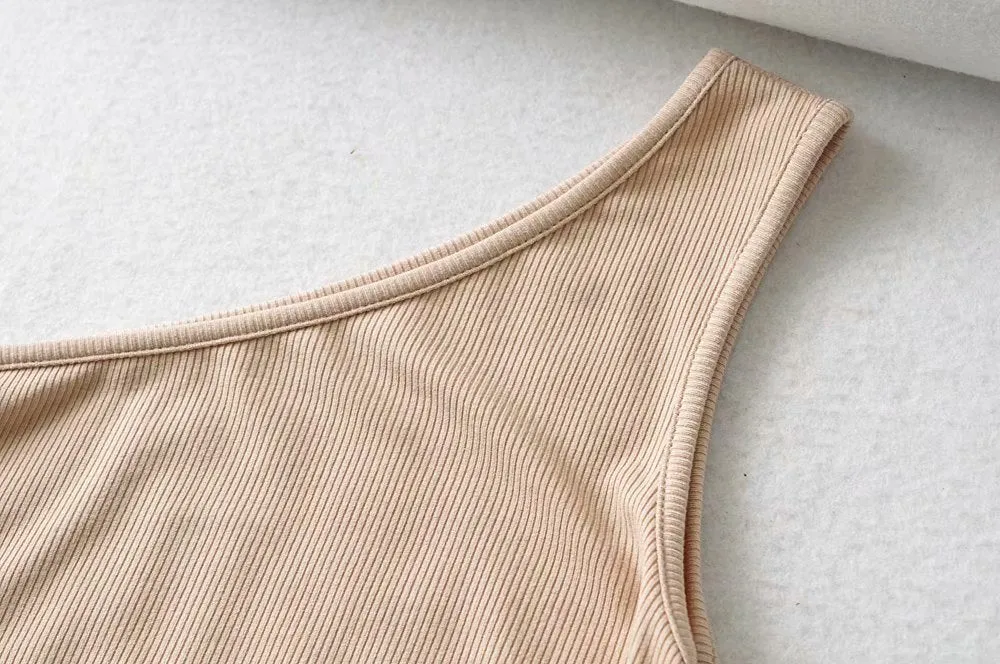 Knit One Shoulder Sweater Mini Dresses
