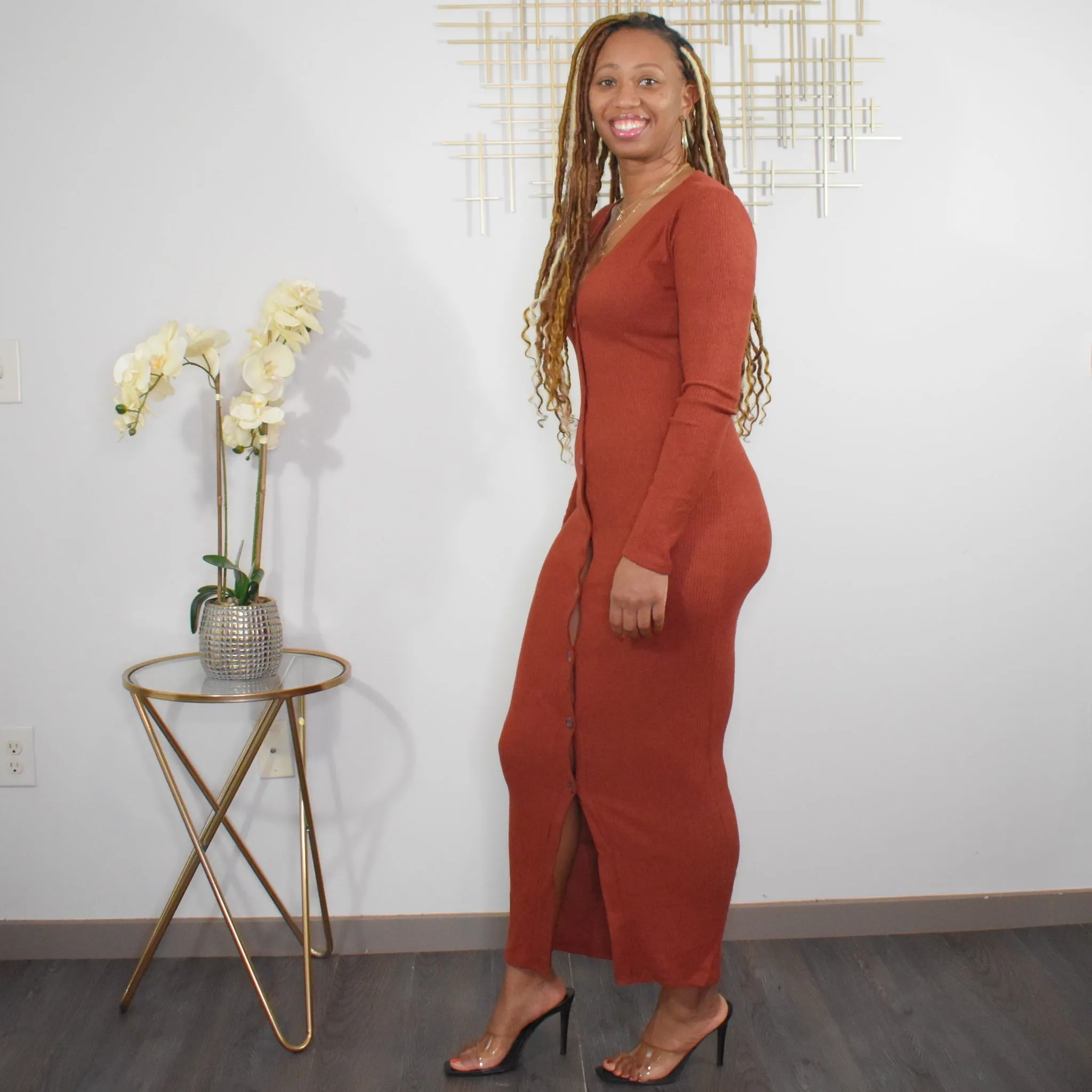 Knitted  | Sweater Dress - Rust