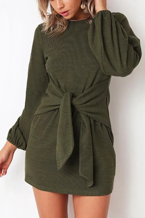 Knot Long Sleeve Mini Dress