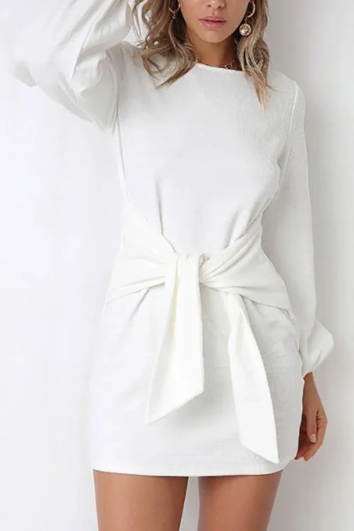 Knot Long Sleeve Mini Dress