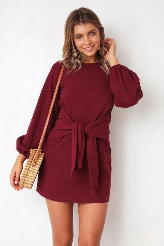 Knot Long Sleeve Mini Dress