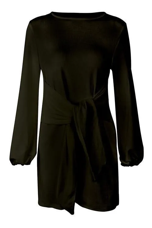 Knot Long Sleeve Mini Dress