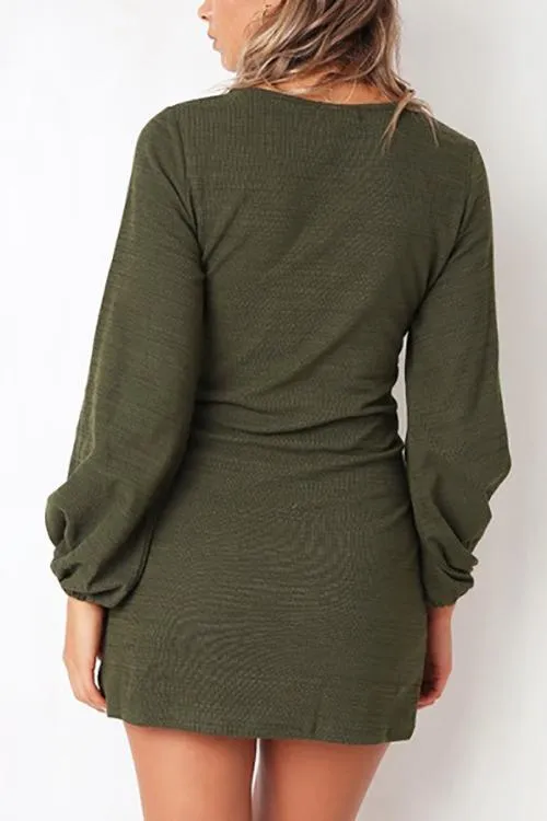 Knot Long Sleeve Mini Dress