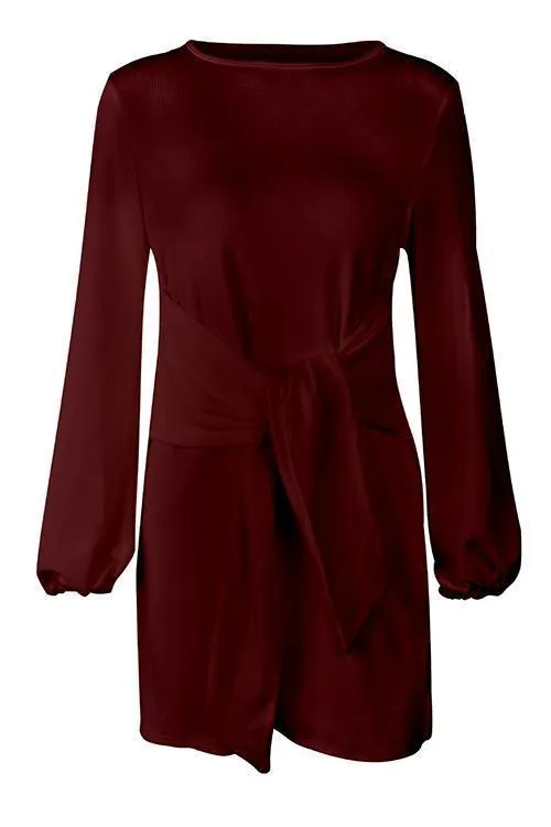 Knot Long Sleeve Mini Dress