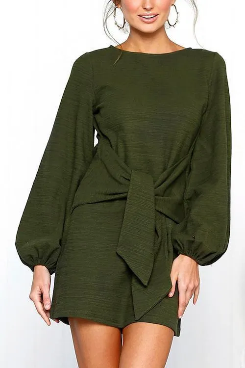 Knot Long Sleeve Mini Dress