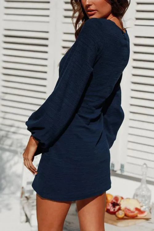 Knot Long Sleeve Mini Dress