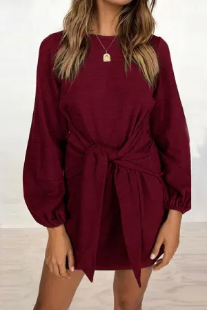 Knot Long Sleeve Mini Dress
