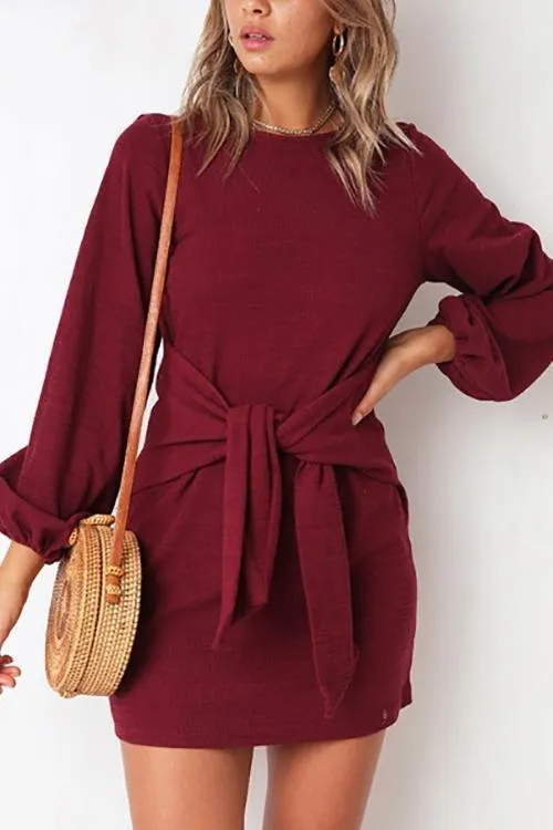 Knot Long Sleeve Mini Dress