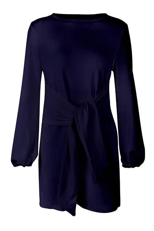 Knot Long Sleeve Mini Dress