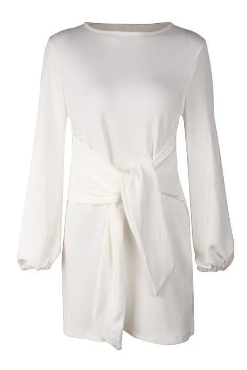 Knot Long Sleeve Mini Dress