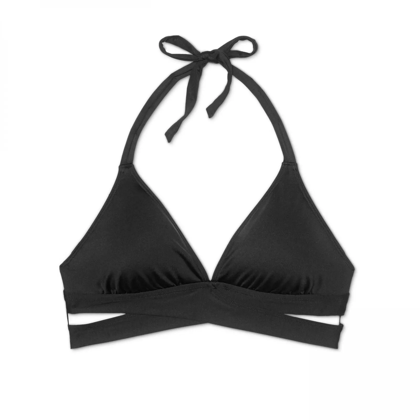 Kona Sol Women's Faux Wrap Halter Bikini Top Black Medium (8-10)