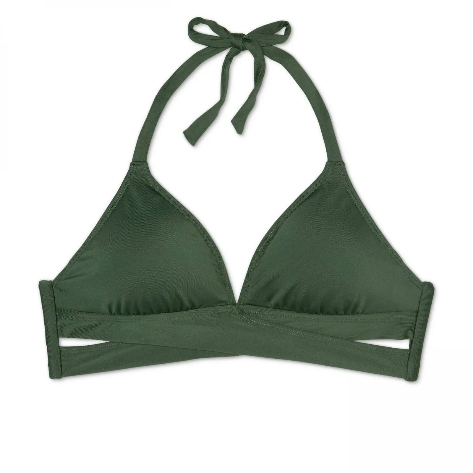 Kona Sol Women's Faux Wrap Halter Bikini Top with Cut Outs