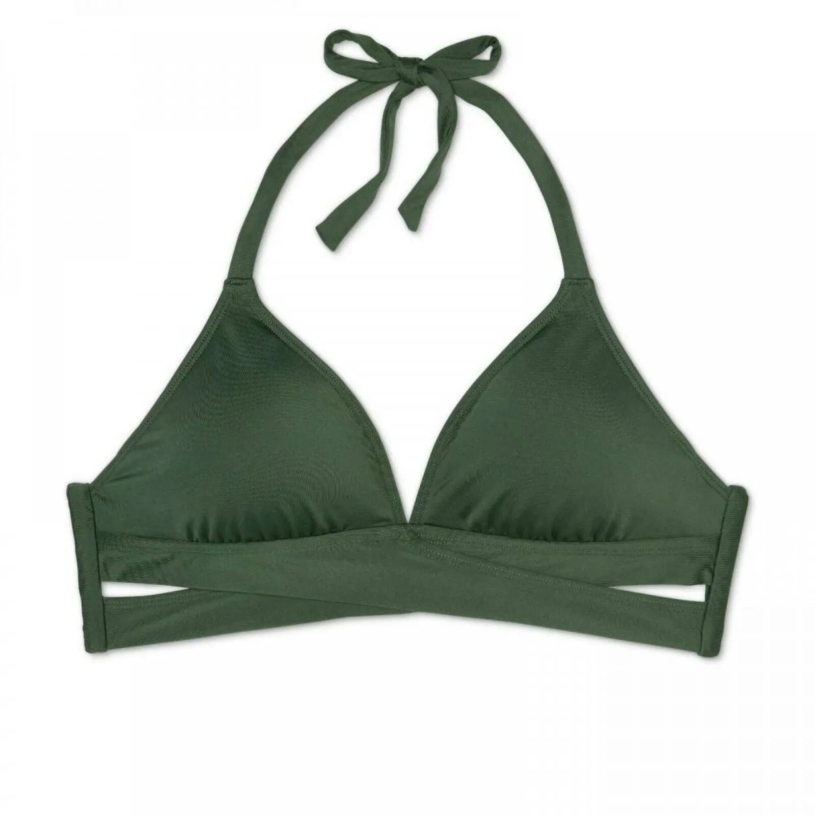 Kona Sol Women's Faux Wrap Halter Bikini Top with Cut Outs