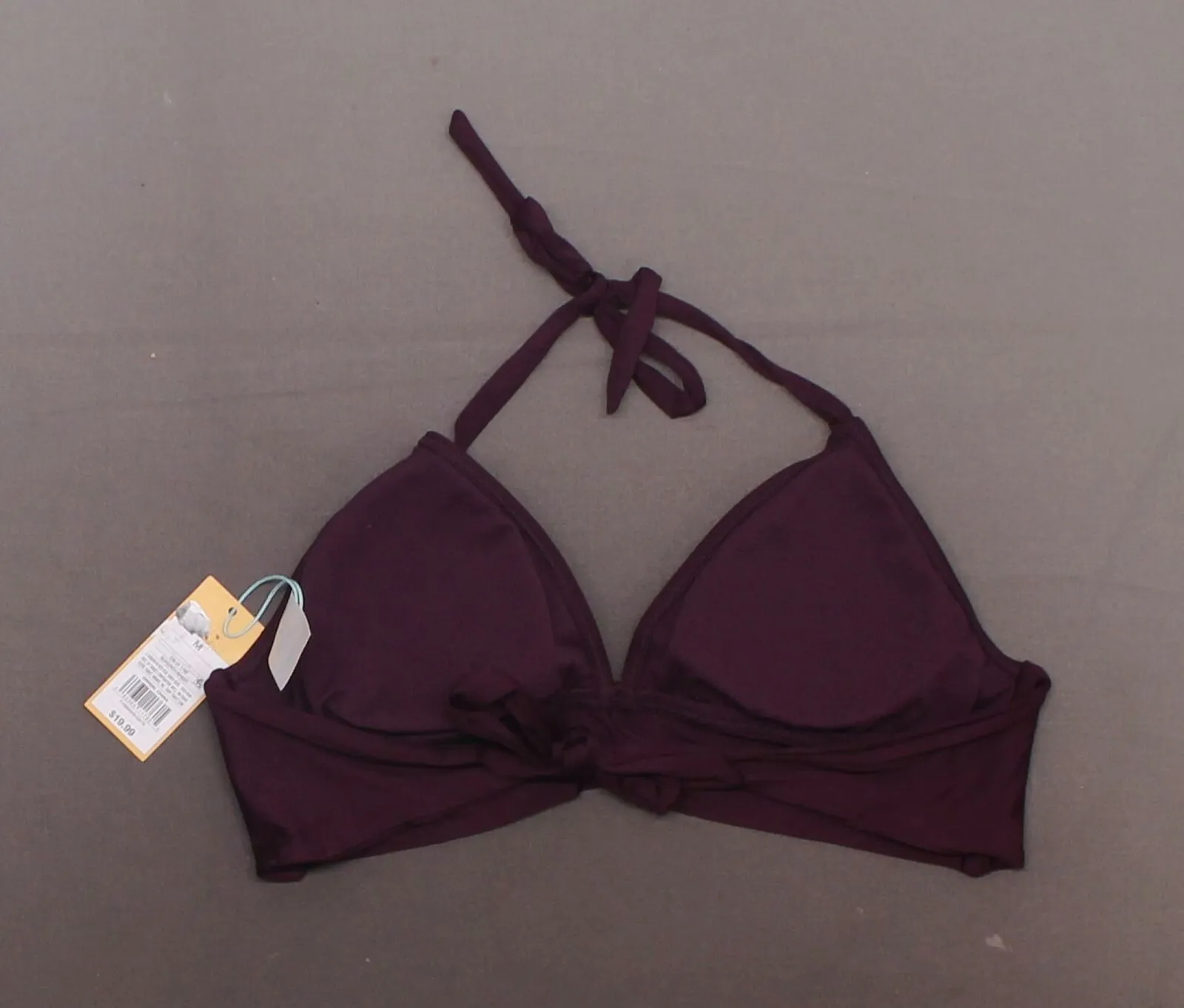 Kona Sol Women's Faux Wrap Halter Bikini Top with Cut Outs