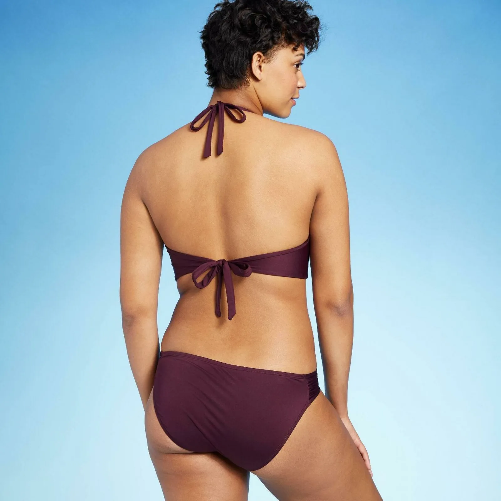 Kona Sol Women's Faux Wrap Halter Bikini Top with Cut Outs