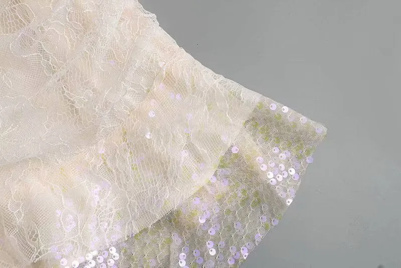 Lace Strappy Sequins Ruffled Backless Bodycon Party Mini Dresses