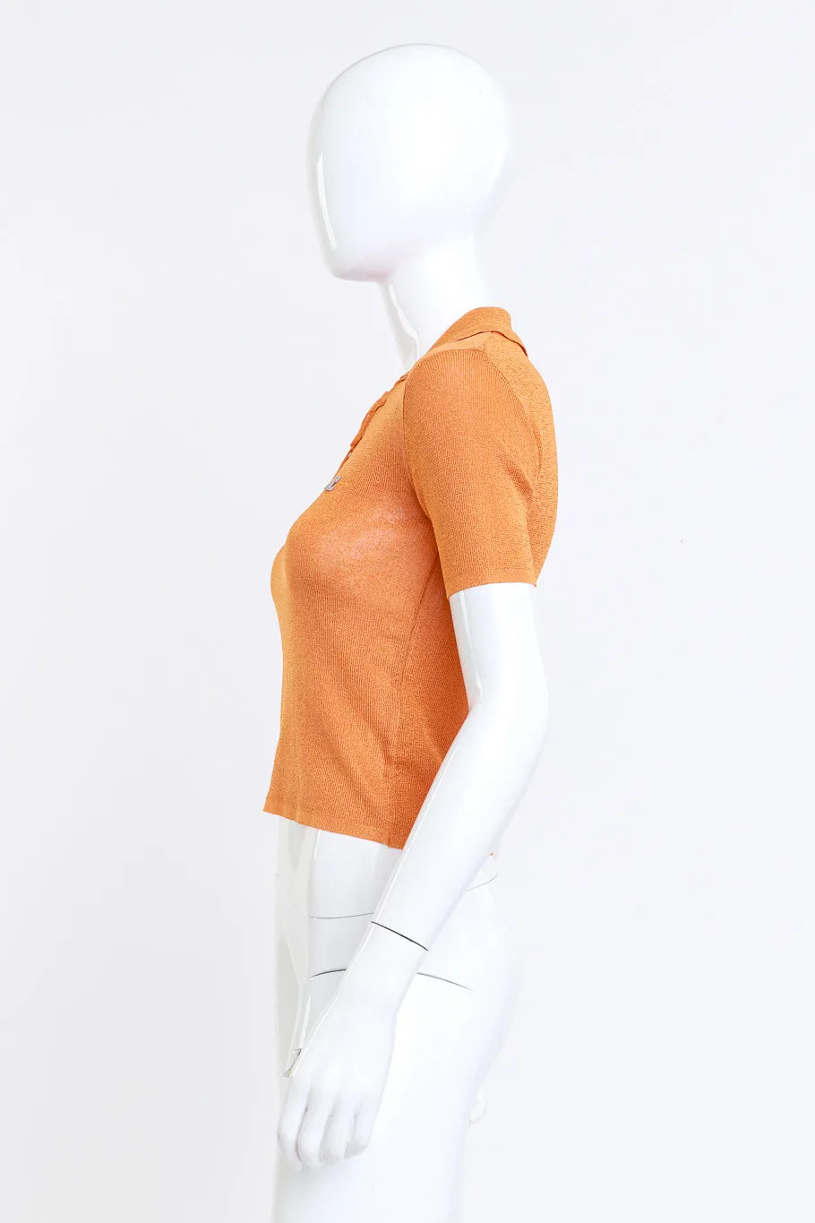 Lace Up Knit Polo Top