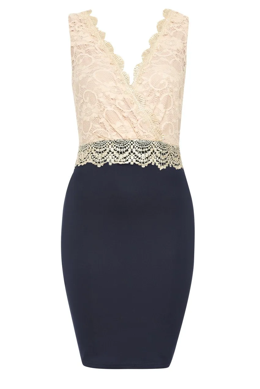 Lace Wrap Front Bodycon Dress