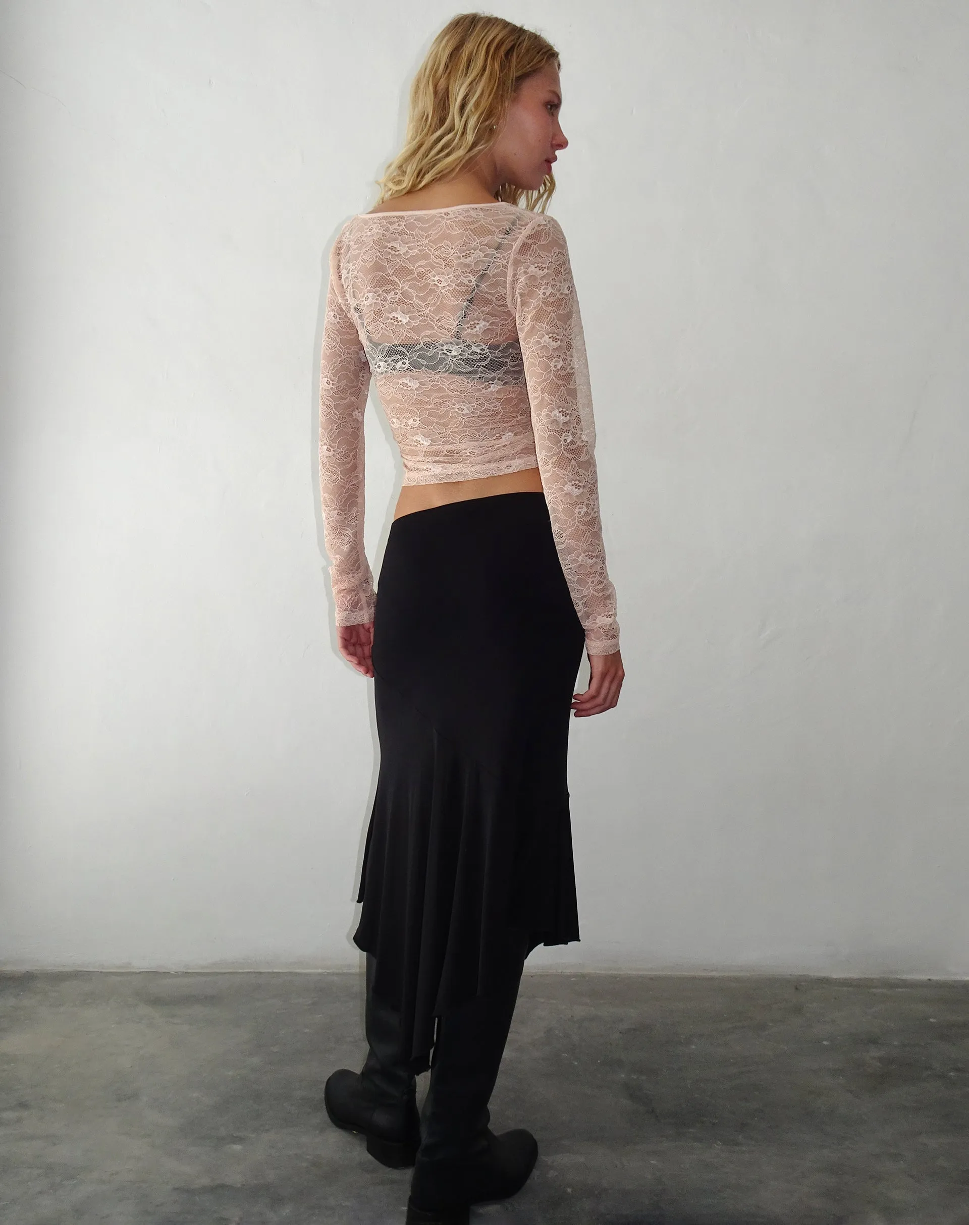 Lainey Long Sleeve Lace Top in Blush