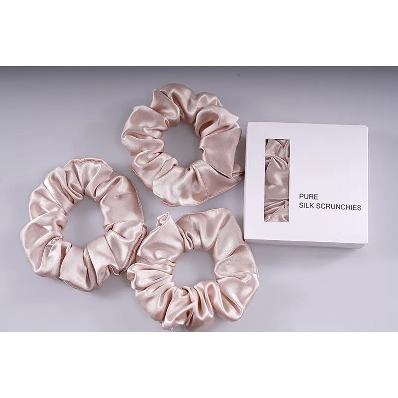 Large Silk Scrunchies - Nude - 3 Pack - Dropshipping