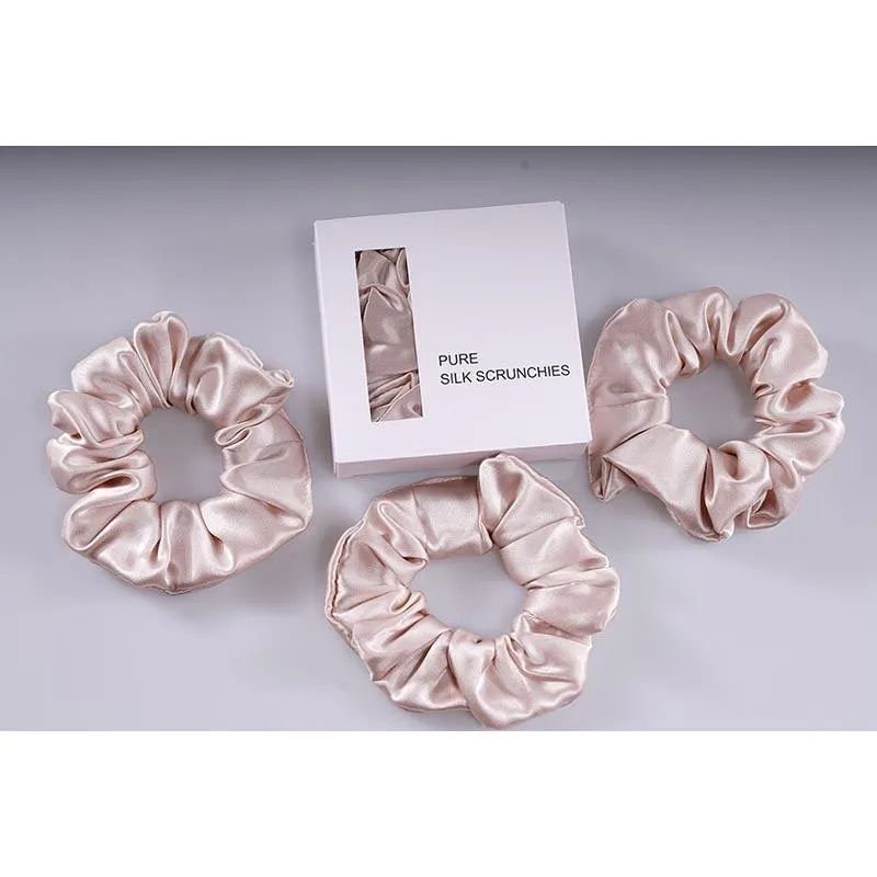 Large Silk Scrunchies - Nude - 3 Pack - Dropshipping