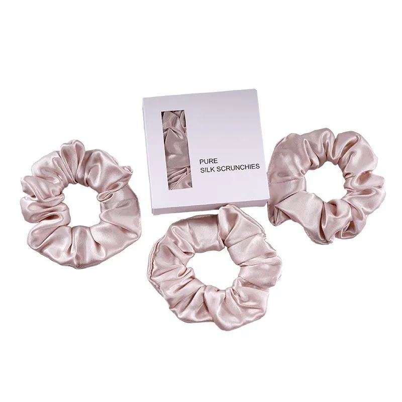 Large Silk Scrunchies - Nude - 3 Pack - Dropshipping