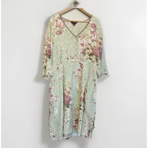 Laura Cornell Dress Women XL Floral Knee Length A Line Crochet Cottagecore Roses