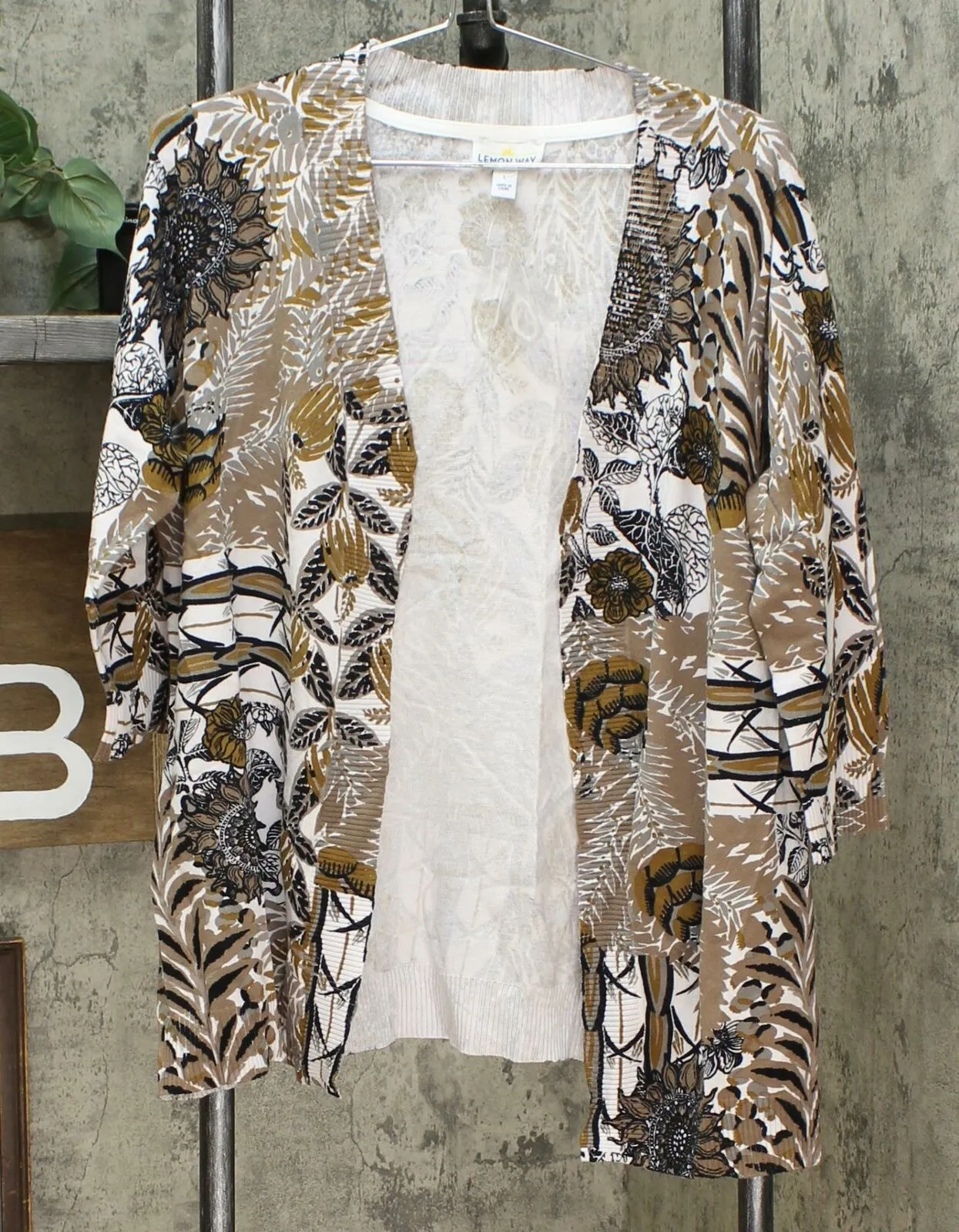 Lemon Way Women's 3/4-Sleeve Printed Cardigan