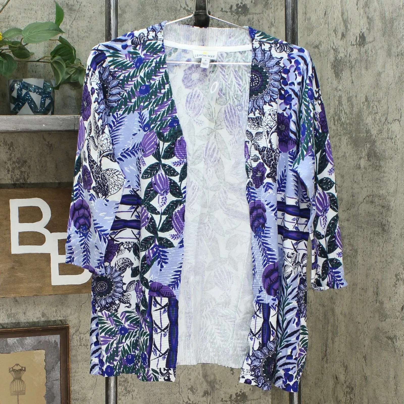 Lemon Way Women's 3/4-Sleeve Printed Cardigan