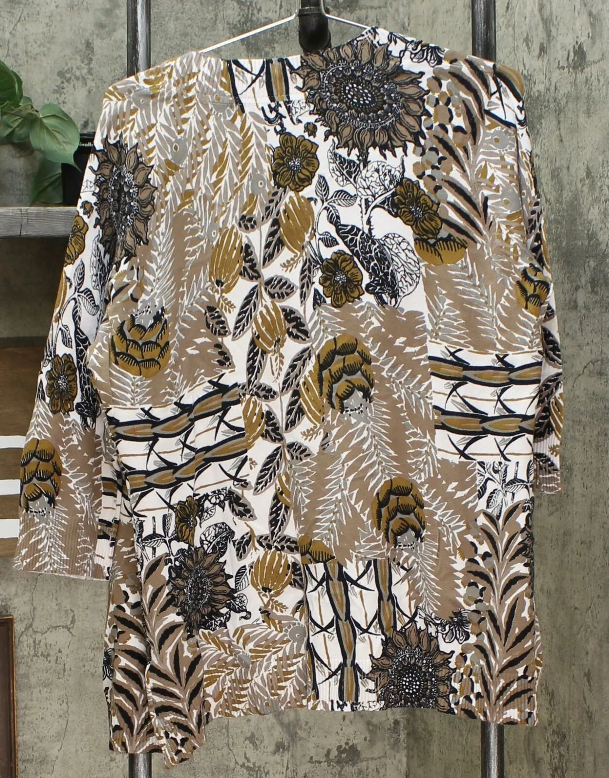 Lemon Way Women's 3/4-Sleeve Printed Cardigan