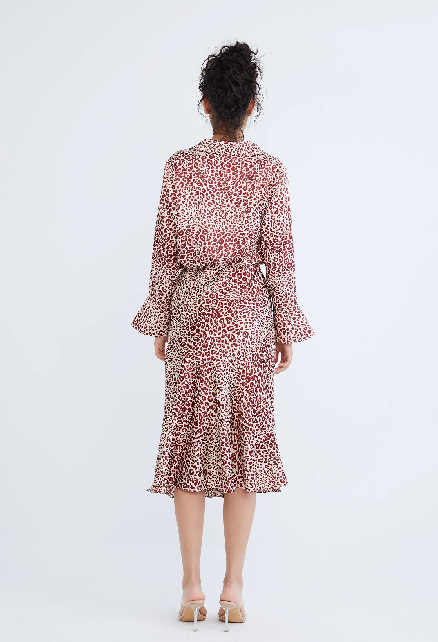 Leopard Spotted Cowl Drop Neckline Blouse