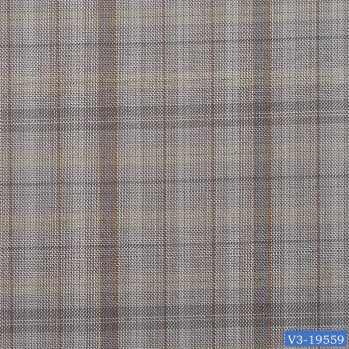 Light Beige with Brown Plaid Check Short Suit