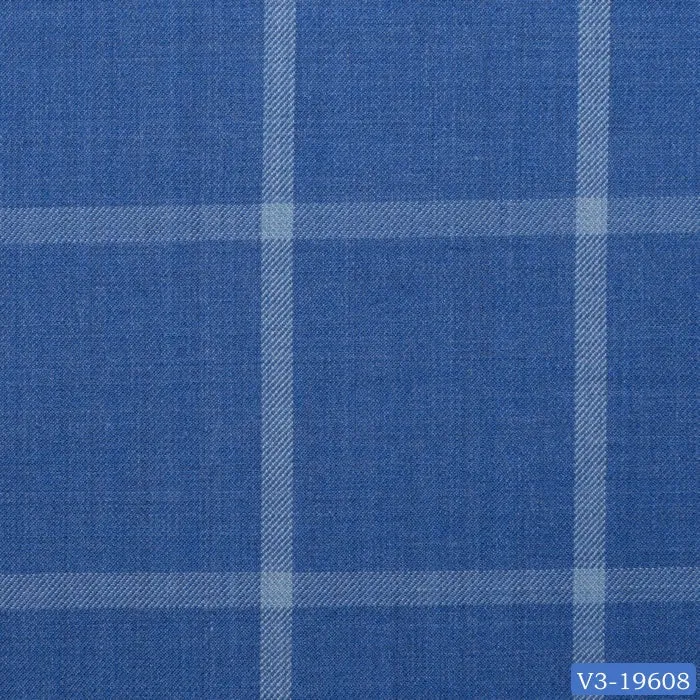 Light Blue Check Windowpane Regular Suit
