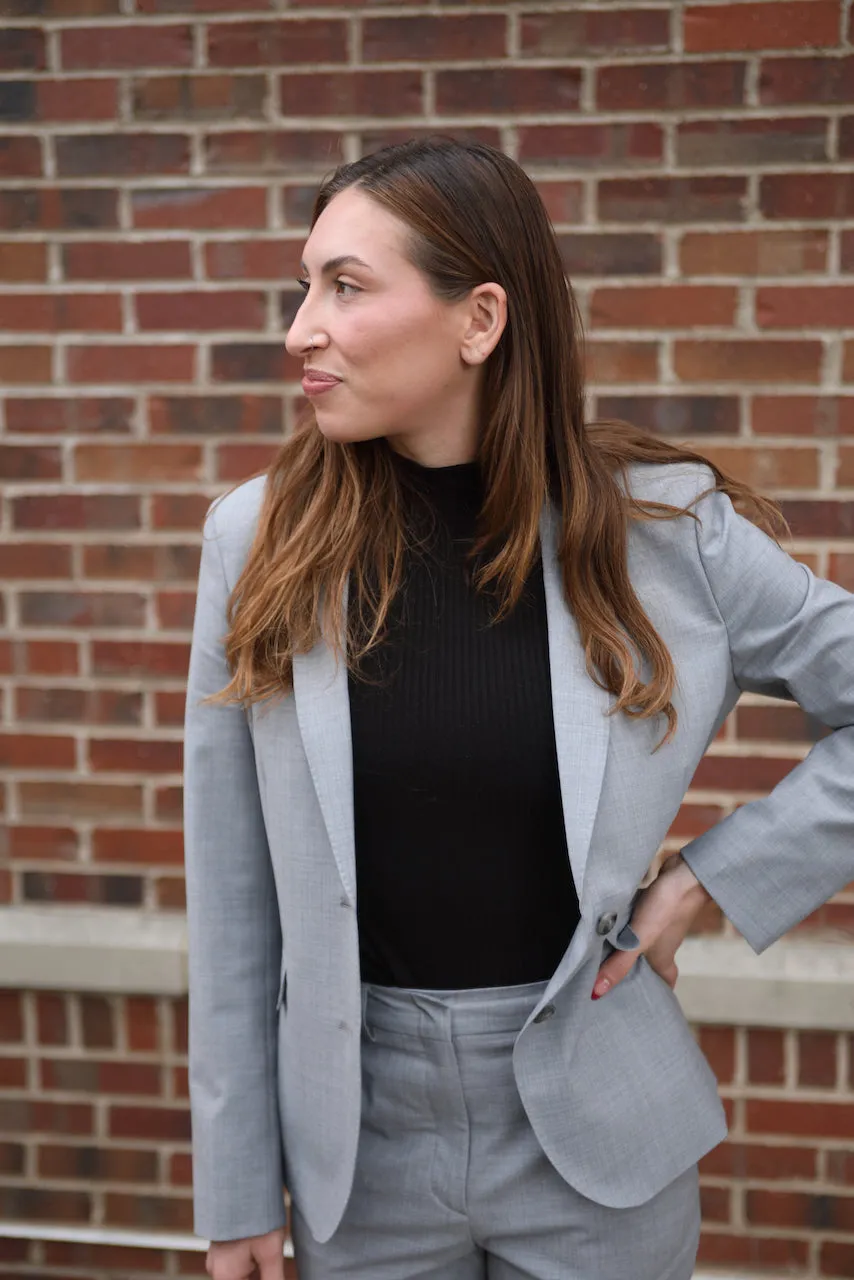 Light Gray Stretch Feminine Cut Premium Suit Coat