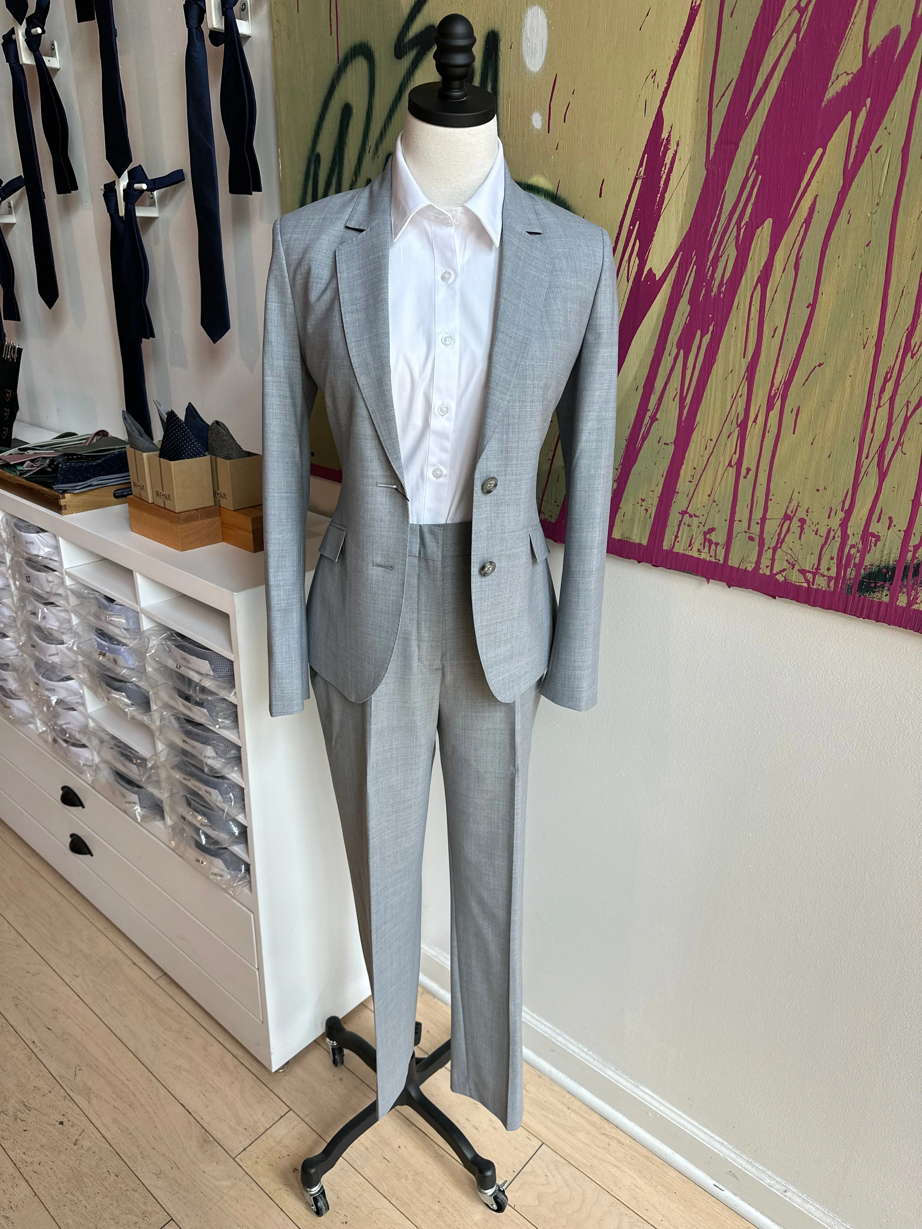 Light Gray Stretch Feminine Cut Premium Suit Coat